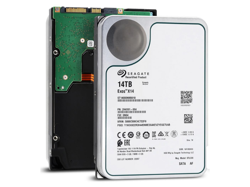 Billede af Seagate Exos X14 ST14000NM0018-FR - Harddisk - 14 TB - intern - 3.5" - SATA 6Gb/s - 7200 rpm - buffer: 256 MB FACTORY REFURBISHED